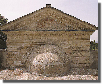 The pediment over the external apse